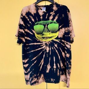 Geico 🦎Gecko🦎 Black Bleach Tie Dye Spiral Tee XL